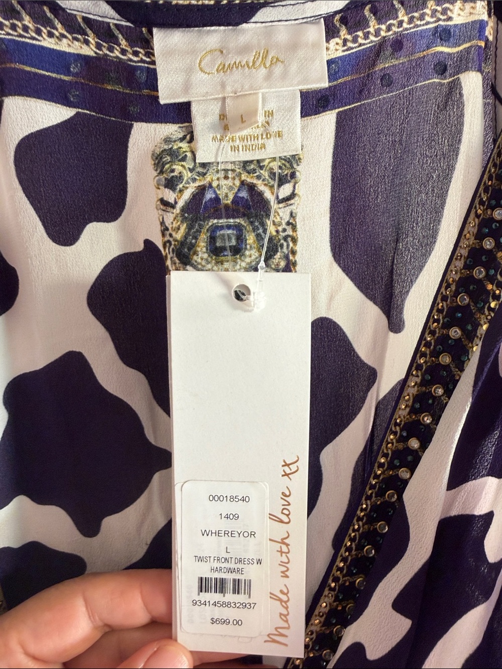 Camilla Black, White and Gold Printed Maxi Dress - Picture 5 of 6
